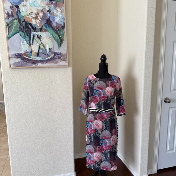 ROBERT GRAHAM Women's OPHELIA Pure Silk Dress Multicolor Floral Print Size M - Picture 2 of 14